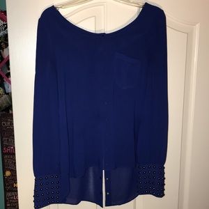 Royal blue long sleeve blouse